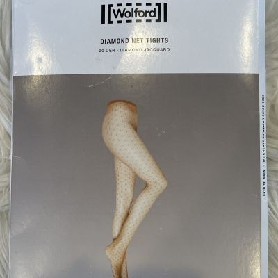 Wolford 14935 Diamond Jackuard Net Tights 20Denier SIze S Port Royale